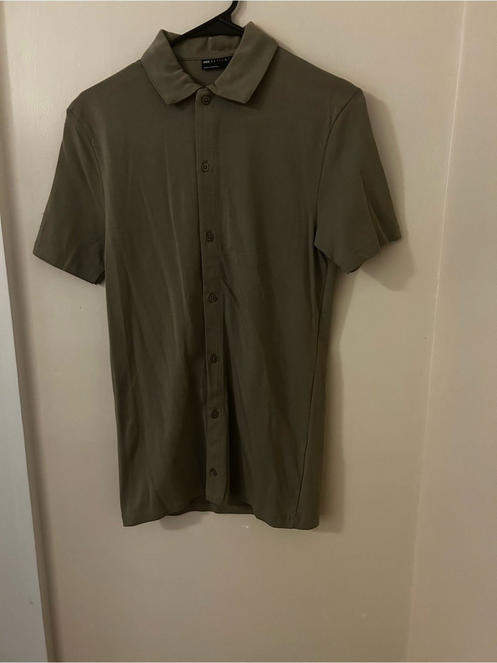 ASOS Olive Short Sleeve Button-Front Polo Shirt
